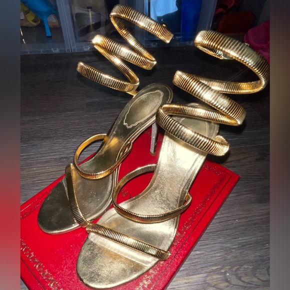 Rene CaoVilla Omega / Juniper Snake Spiral-Wrap Stiletto Sandals - Picture 3 of 16